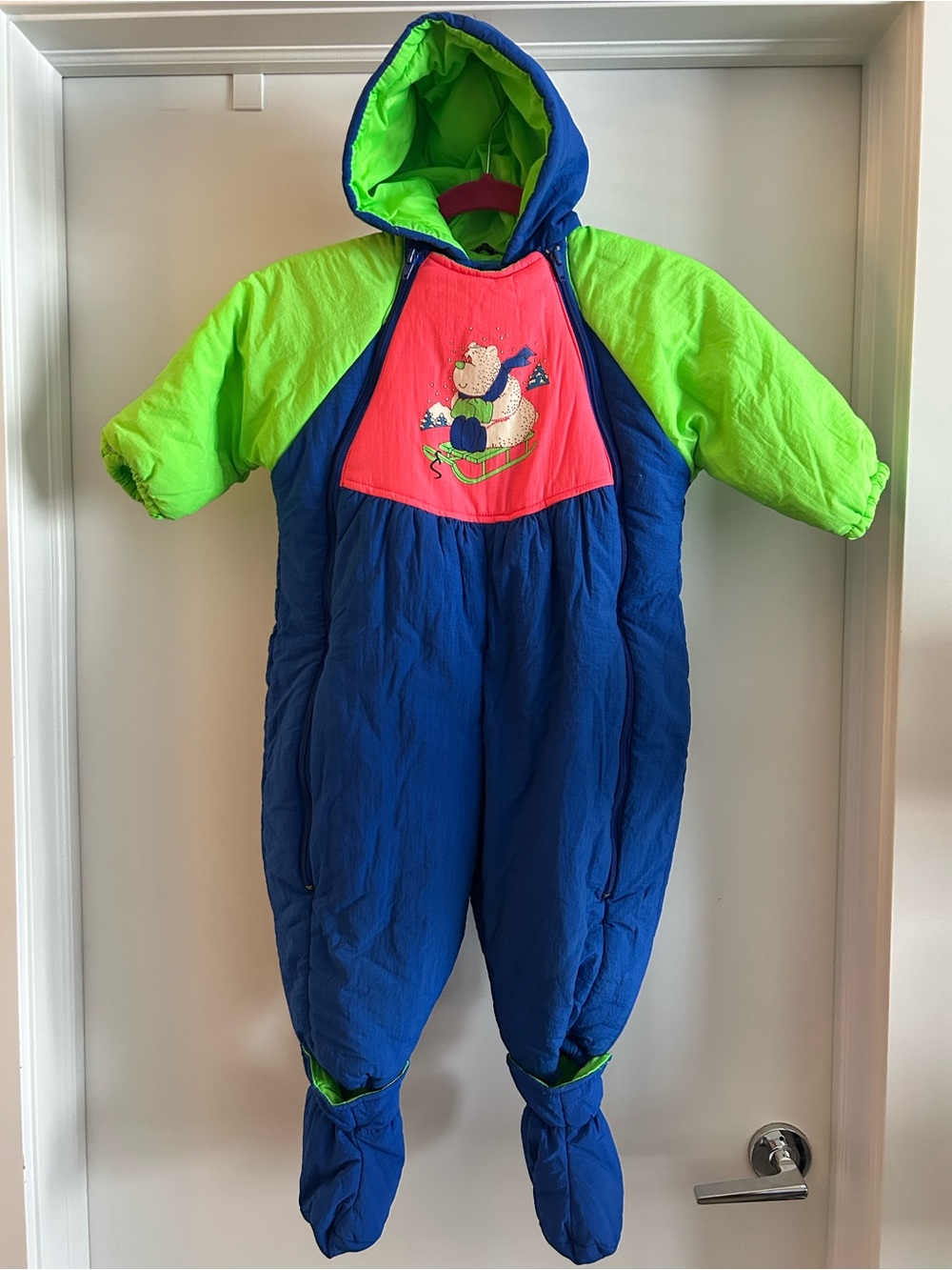 Vintage 80s Toddler Neon One Piece Snowsuit